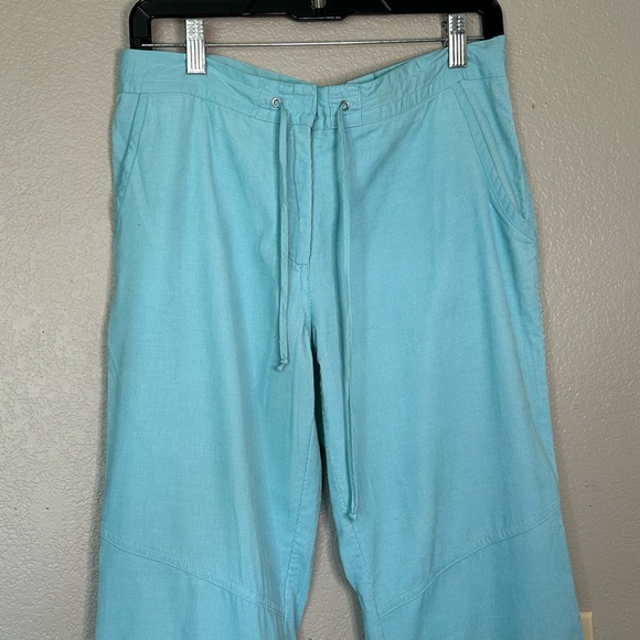 BCBG Maxazria Blue Corduroy Drawstring Wide Leg Casual Pants Y2K Sz 6 - Picture 2 of 8